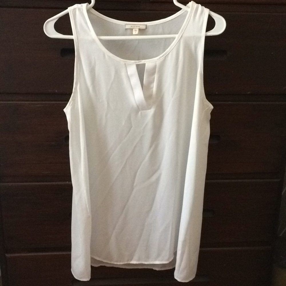 Pleione small white tank top tunic w/ keyhole New!
